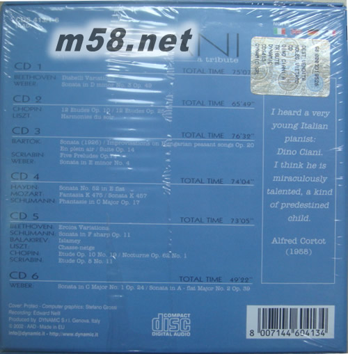 向DINO CIANI致敬a tribute 6CD 套裝專輯背面圖片
