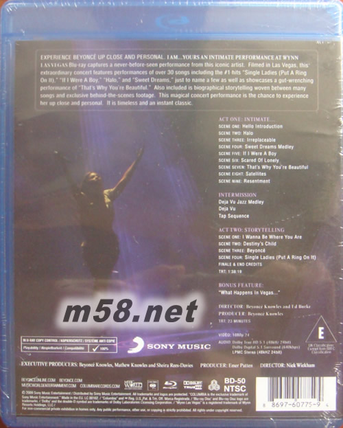 I Am...Yours-An Intimate Performance At WYNN Las Vegas非你莫屬-2009拉斯維加斯現場(藍光DVD)DVD背面圖片