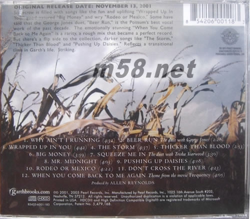 Scarecrow專輯背面圖片