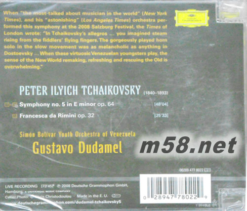 老柴:第五號(hào)交響曲&交響幻想曲黎密尼的弗蘭西斯卡Tchaikovsky 5&Francesca da Rimini專輯背面圖片
