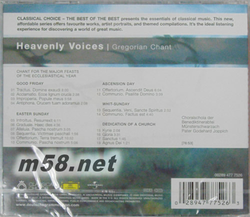 HEAVENLY VOICES專輯背面圖片