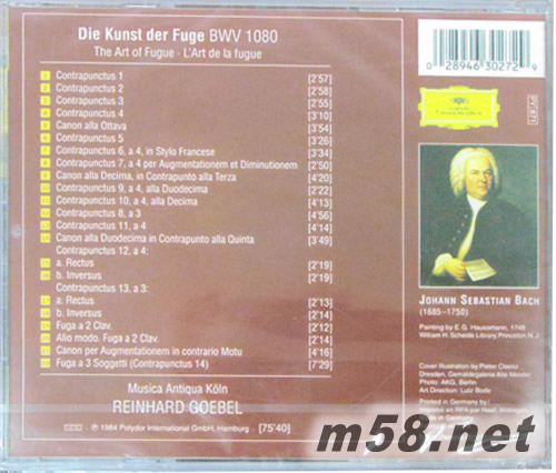 賦格的藝術 The art of fugue專輯背面圖片