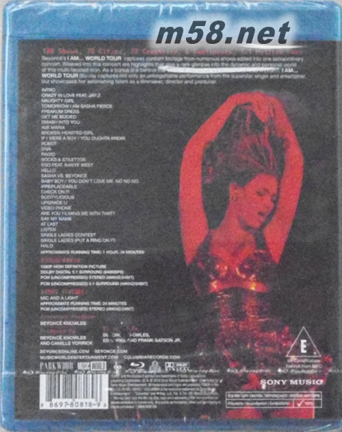 I AM...World Tour雙面碧昂絲2010世界巡迴演唱會(BLU-RAY藍光BD)專輯背面圖片
