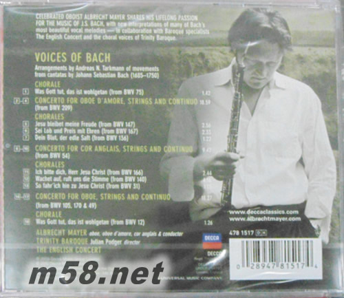 VOICES OF BACH 雙簧管協奏曲集專輯背面圖片