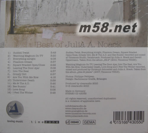 BEST OF JULIA A. NOACK 茱麗雅精選專輯背面圖片