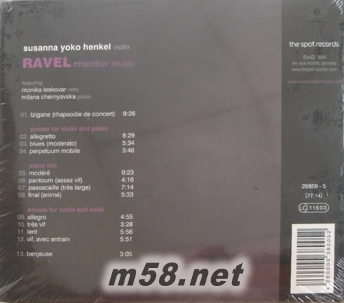 Ravel Chamber Music (拉威爾室樂)專輯背面圖片