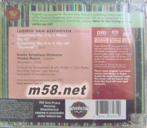BEETHOVEN SYMPHONY NO.5 NO.6貝多芬:第五、六號交響曲(Living Stereo SACD特惠)專輯背面圖片