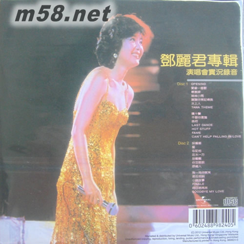 演唱會(huì)實(shí)況錄音 復(fù)黑王(漫步麗君路版)專輯背面圖片