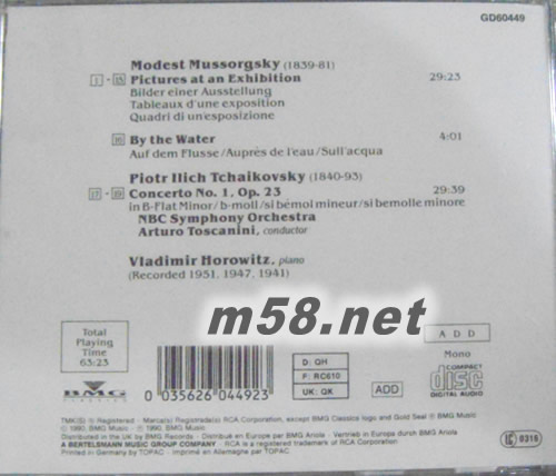 MUSSORGSKY PICTURES AT AN EXHIBITION專輯背面圖片