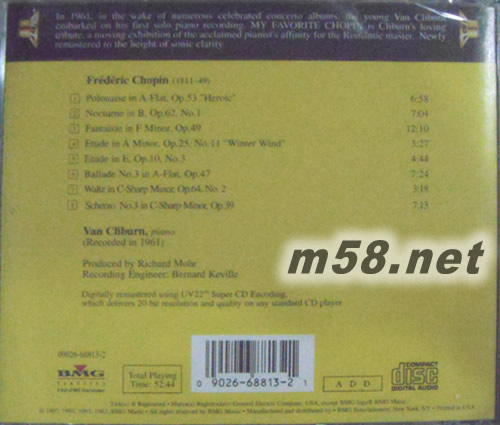 MY FAVORITE CHOPIN專輯背面圖片