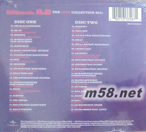 ULTIMATE R&B THE LOVE COLLECTION 2011 情歌寶典專輯背面圖片