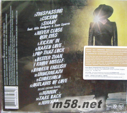 華麗入侵Trespassing (Deluxe Version)專輯背面圖片