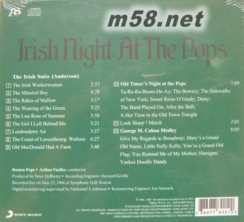 JRISH NIGHT AT THE POPS AQCD專輯背面圖片