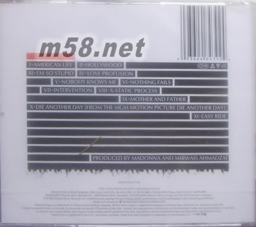 AMERICAN LIFE夢醒美國專輯背面圖片