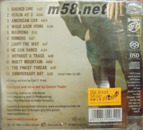 Walk Back Home 漫步回家 保鑼.奧拜仁 SACD專輯背面圖片