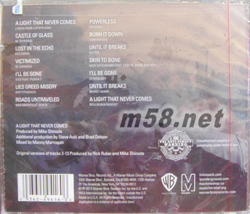 RECHARGED電能補給 混音特輯 美版專輯背面圖片