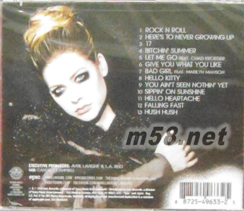 Avril Lavigne就是艾薇兒專輯背面圖片