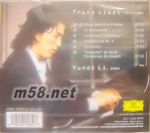 Yundi li:Liszt 演奏李斯特鋼琴作品(古典愛好者必備)專輯背面圖片