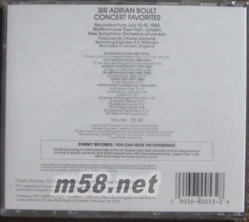 Concert Favorites專輯背面圖片