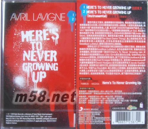 拒絕長(zhǎng)大Single Album - Here’s To Never Growing Up專輯背面圖片