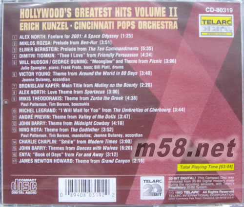 Hollywood’s Greatest Hits Volume 2專輯背面圖片