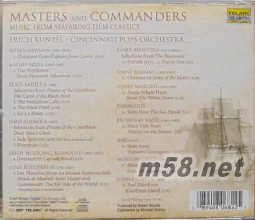 Masters and Commanders怒海爭鋒;航海電影經典配樂集專輯背面圖片