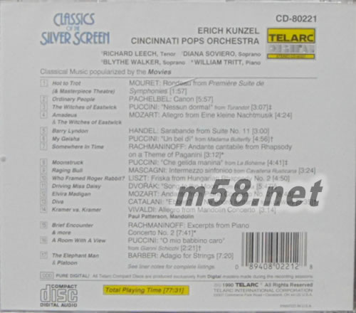 Classics of the Silver Screen 經典歌劇音樂專輯背面圖片