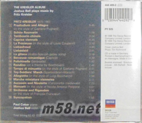 The Kreisler Album專輯背面圖片