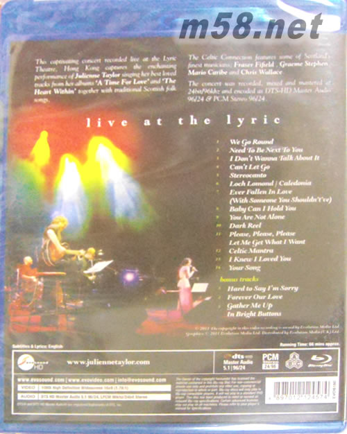 Live At The Lyric (Blu-ray)藍光DVD專輯背面圖片