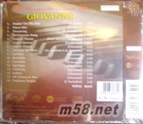 新世紀(jì)鋼琴教父 Giovanni Marradi - 浪漫鋼琴 SACD專輯背面圖片