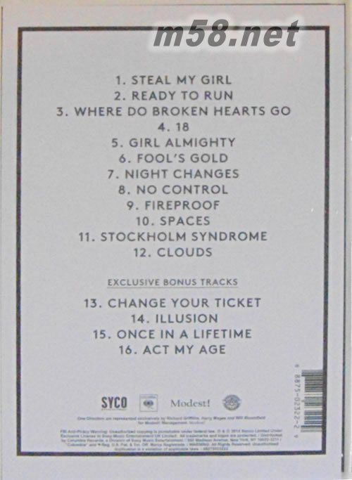 Four 第四張專輯 豪華版 (美版)專輯背面圖片