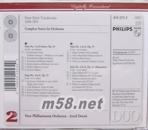 Tchaikovsky: Complete Suites for Orchestra(白色封面老版)專輯背面圖片