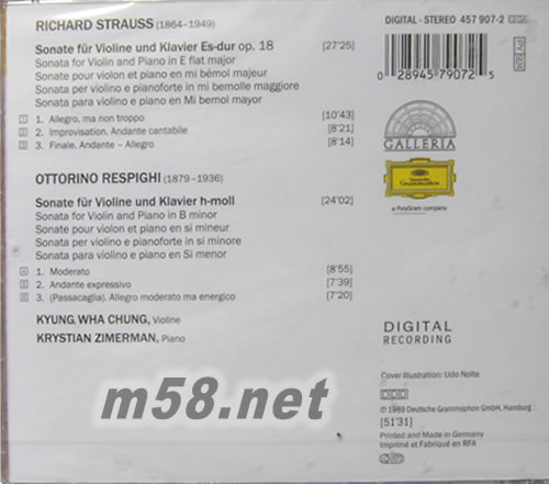 STRAUSS RESPIGHI VIOLI SOATAS 施特勞斯小提琴奏鳴曲專輯背面圖片