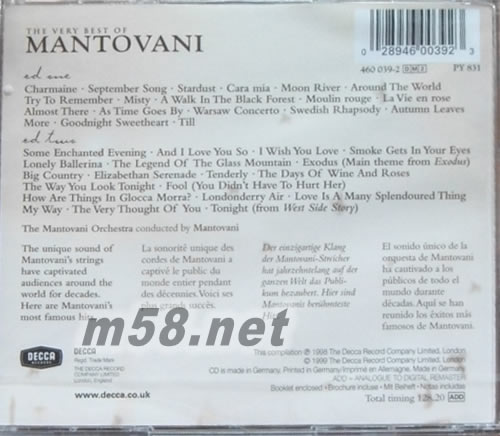 mantovani 曼陀凡尼精選(古典愛好者必備)專輯背面圖片