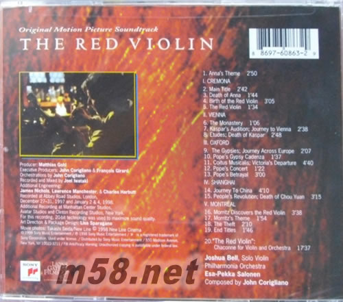 紅色小提琴 電影原聲專輯背面圖片