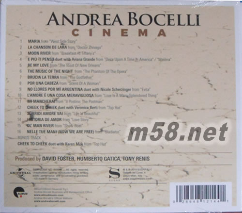 Cinema 天籟電影院(德版)專輯背面圖片