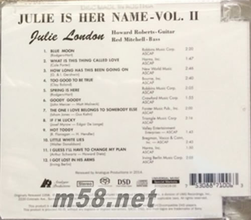 Julie Is Her Name SACD專輯背面圖片