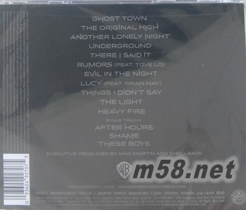 Original High 特別版 美版專輯背面圖片