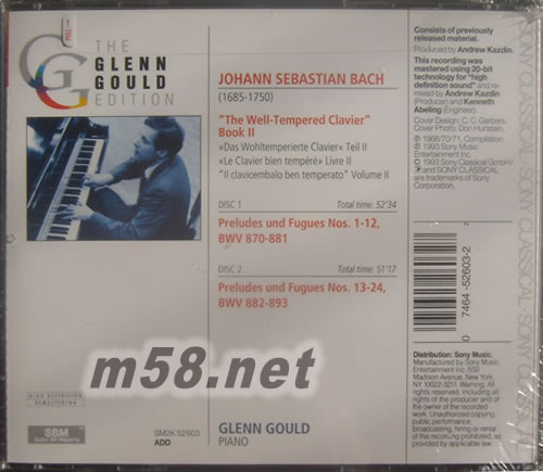 巴赫 鋼琴十二平均律 2CD專輯背面圖片