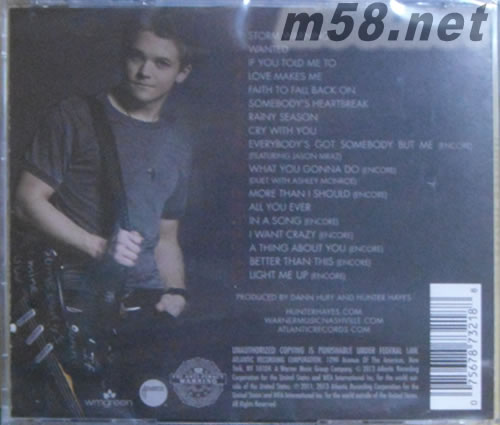 首張同名專輯 (安可加值版) HUNTER HAYES (ENCORE) (US VER)專輯背面圖片