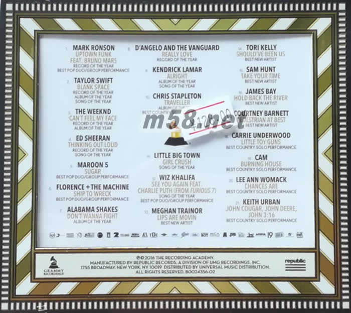 2016 GRAMMY NOMINEES 2016葛萊美的喝采專輯背面圖片