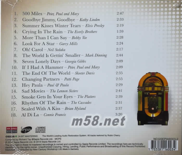 HI FI 懷舊金曲 AUDIOPHILE RE-MASTERING OF ORIGINAL OLDIES原裝錄音 第一集專輯背面圖片