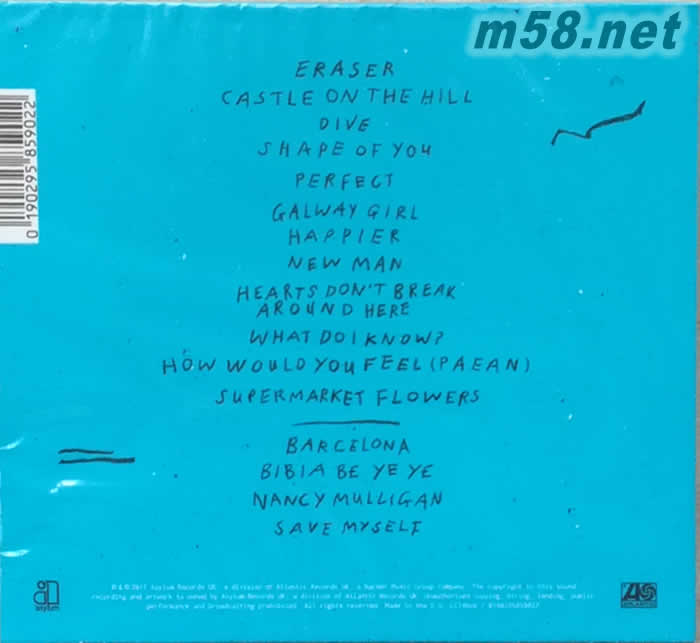 艾德 希蘭 Ed Sheeran Divide ÷(Deluxe Edition)特別版專輯背面圖片