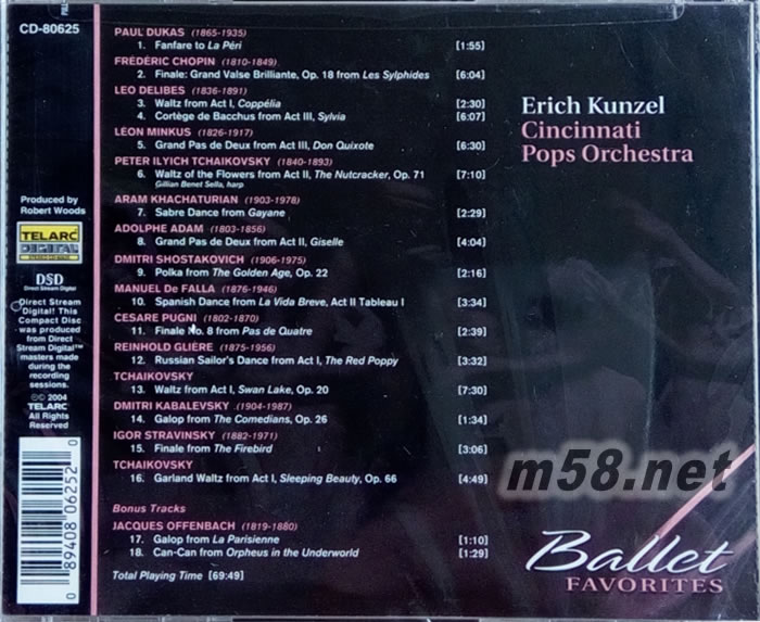 Ballet Favorites 著名芭蕾舞精選專輯背面圖片