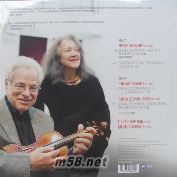 SCHUMANN-BACH-BRAHMS 鋼琴與小提琴 黑膠專輯背面圖片