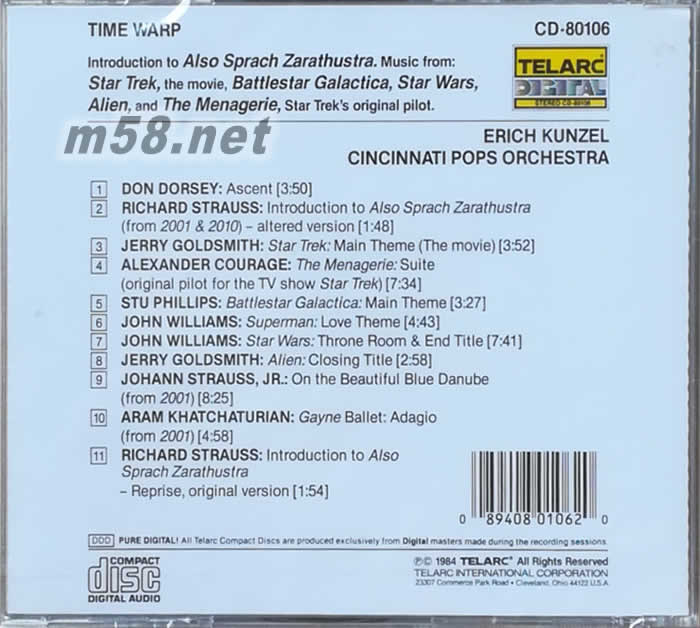 Time Warp 時間隧道專輯背面圖片