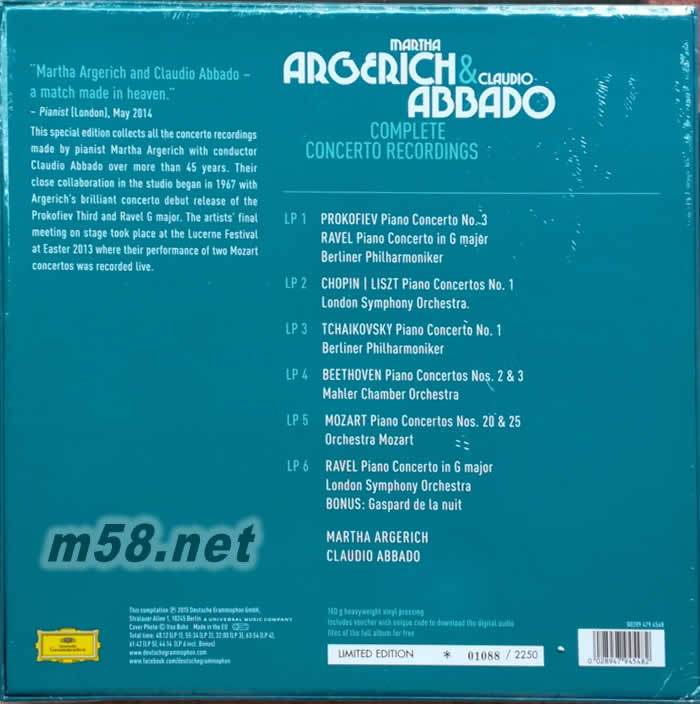 COMPLETE CONCERTO RECORDINGS 阿巴多與阿格里奇 協(xié)奏曲全集 6LP 黑膠大套裝專輯背面圖片