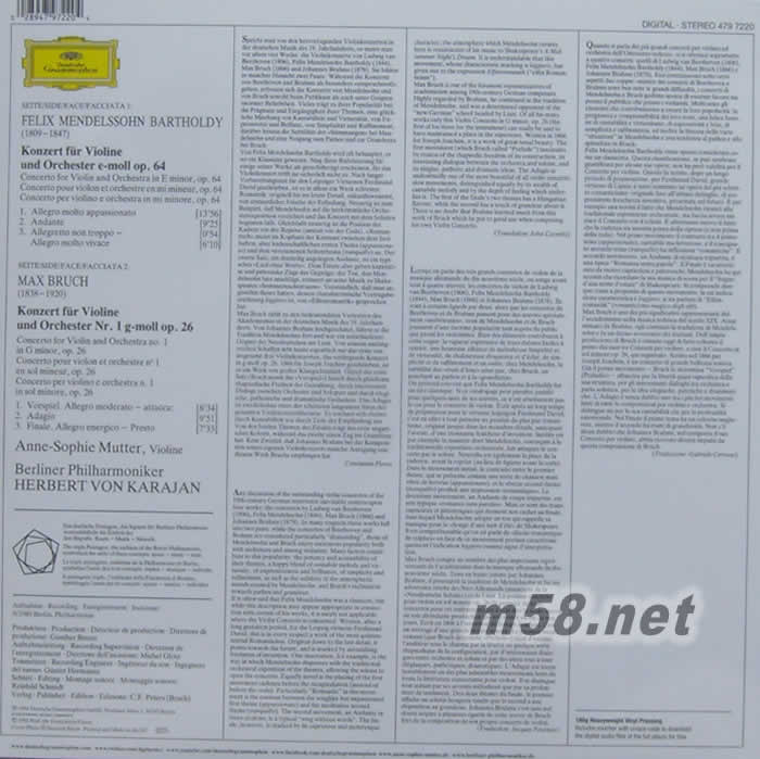 LP-Mendelssohn:Violin Concerto 門德爾松 & 布魯赫:小提琴協奏曲 黑膠專輯背面圖片