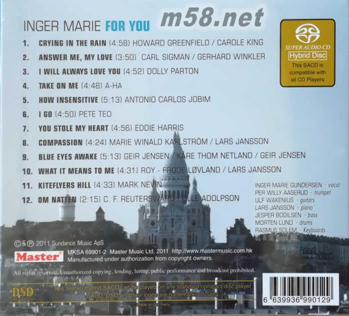 實力派爵士女歌手 全情為你 SACD專輯背面圖片