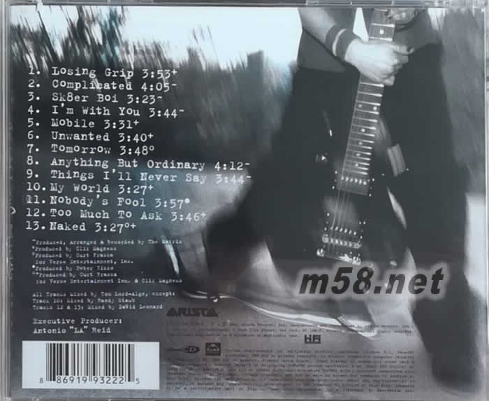 LET GO 展翅高飛 美版專輯背面圖片